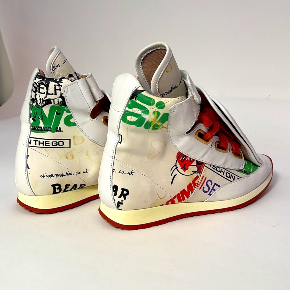 VIVIENNE WESTWOOD 3 TONGUE SNEAKERS IT38 MEANINGLESS PRINT - Picture 7 of 9